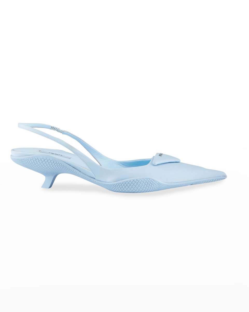 Triangle Kitten-Heel Slingback Pumps
